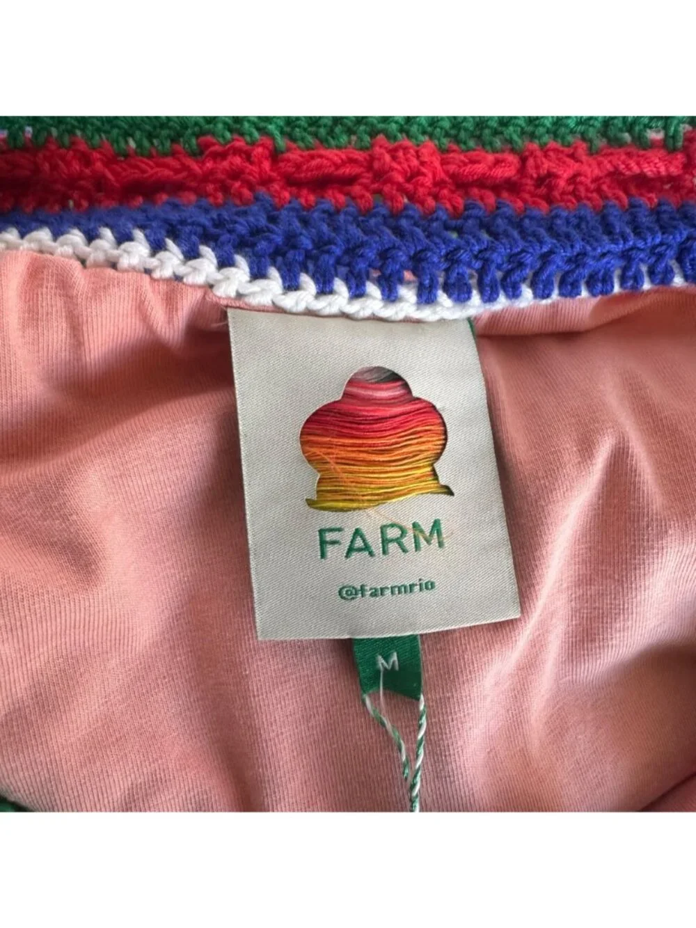 Farm Rio Multicolor Crochet Maxi Skirt Medium Vertical Striped Boho Festival New